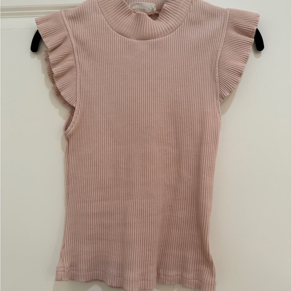 Pink Ruffled Sleeveless Top